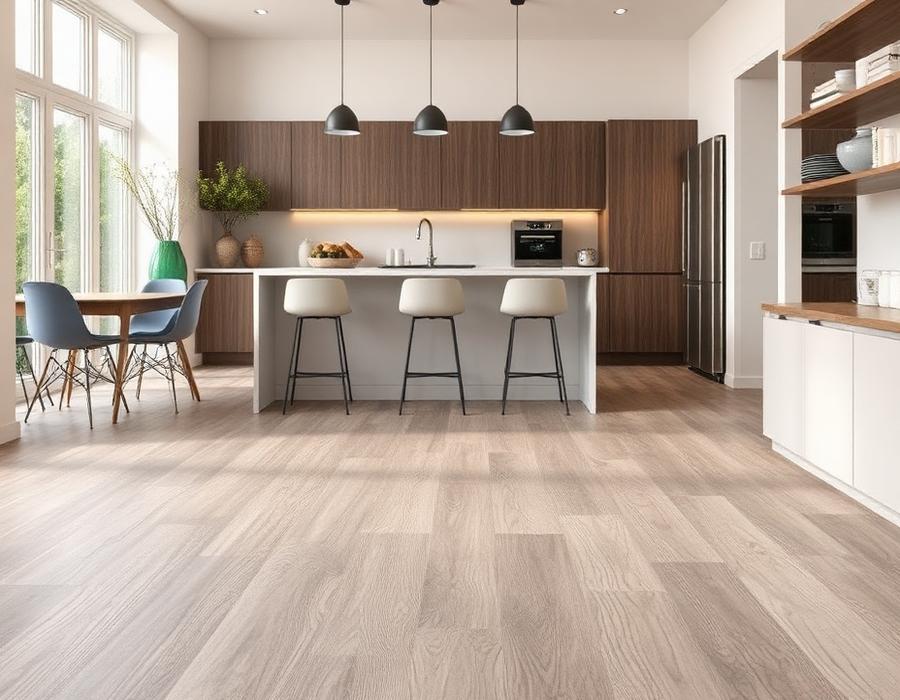 Kitchen with waterproof luxury vinyl plank flooring